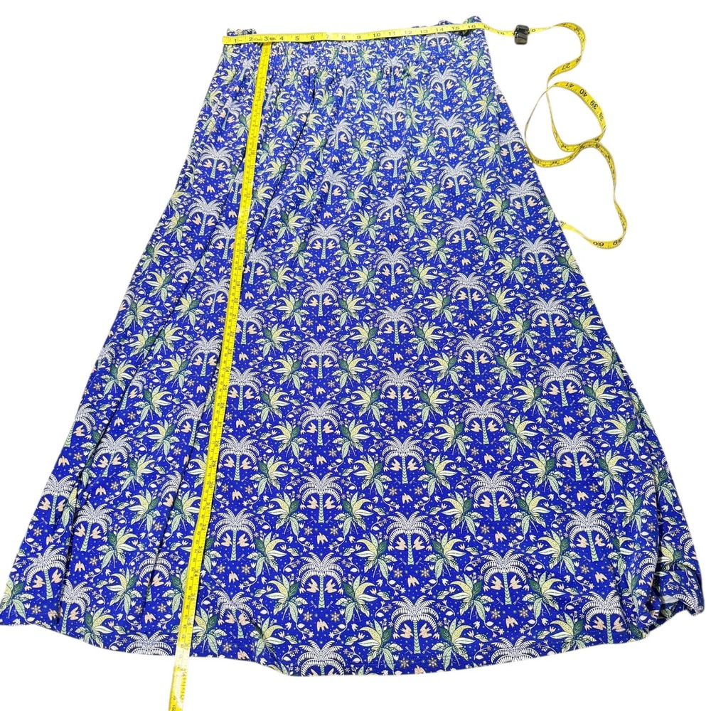 Boden Maxi Skirt Blue Palm Tree Print Elastic Waist Women's‎ US 12R Pockets NWT - Picture 4 of 16
